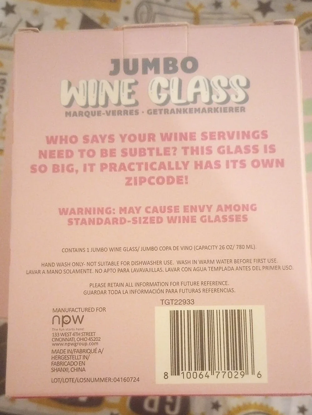 Party Bubblz Jumbo Wine Glass - Pink 